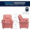 image:imageFlash Furniture Vana LeatherSoft Kids Recliner with Cup Holder Headrest and Safety Recline Contemporary Reclining Chair for Kids Supports up to 90 lbs BrownPink Vinyl