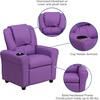 image:imageFlash Furniture Vana LeatherSoft Kids Recliner with Cup Holder Headrest and Safety Recline Contemporary Reclining Chair for Kids Supports up to 90 lbs BrownLavender Vinyl
