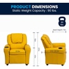 image:imageFlash Furniture Vana LeatherSoft Kids Recliner with Cup Holder Headrest and Safety Recline Contemporary Reclining Chair for Kids Supports up to 90 lbs BrownYellow Vinyl