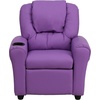 image:imageFlash Furniture Vana LeatherSoft Kids Recliner with Cup Holder Headrest and Safety Recline Contemporary Reclining Chair for Kids Supports up to 90 lbs BrownLavender Vinyl