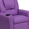 image:imageFlash Furniture Vana LeatherSoft Kids Recliner with Cup Holder Headrest and Safety Recline Contemporary Reclining Chair for Kids Supports up to 90 lbs BrownLavender Vinyl