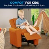 image:imageFlash Furniture Vana LeatherSoft Kids Recliner with Cup Holder Headrest and Safety Recline Contemporary Reclining Chair for Kids Supports up to 90 lbs BrownOrange Vinyl