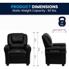 image:imageFlash Furniture Vana LeatherSoft Kids Recliner with Cup Holder Headrest and Safety Recline Contemporary Reclining Chair for Kids Supports up to 90 lbs BrownBlack Leathersoft