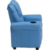 image:imageFlash Furniture Vana LeatherSoft Kids Recliner with Cup Holder Headrest and Safety Recline Contemporary Reclining Chair for Kids Supports up to 90 lbs BrownLight Blue Vinyl