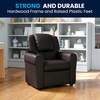 image:imageFlash Furniture Vana LeatherSoft Kids Recliner with Cup Holder Headrest and Safety Recline Contemporary Reclining Chair for Kids Supports up to 90 lbs BrownBrown Leathersoft