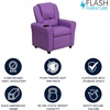 image:imageFlash Furniture Vana LeatherSoft Kids Recliner with Cup Holder Headrest and Safety Recline Contemporary Reclining Chair for Kids Supports up to 90 lbs BrownLavender Vinyl