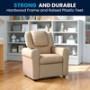 image:imageFlash Furniture Vana LeatherSoft Kids Recliner with Cup Holder Headrest and Safety Recline Contemporary Reclining Chair for Kids Supports up to 90 lbs BrownBeige Vinyl