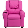 image:imageFlash Furniture Vana LeatherSoft Kids Recliner with Cup Holder Headrest and Safety Recline Contemporary Reclining Chair for Kids Supports up to 90 lbs BrownHot Pink Vinyl