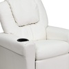 image:imageFlash Furniture Vana LeatherSoft Kids Recliner with Cup Holder Headrest and Safety Recline Contemporary Reclining Chair for Kids Supports up to 90 lbs BrownWhite Vinyl