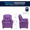 image:imageFlash Furniture Vana LeatherSoft Kids Recliner with Cup Holder Headrest and Safety Recline Contemporary Reclining Chair for Kids Supports up to 90 lbs BrownLavender Vinyl