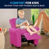 image:imageFlash Furniture Vana LeatherSoft Kids Recliner with Cup Holder Headrest and Safety Recline Contemporary Reclining Chair for Kids Supports up to 90 lbs BrownHot Pink Vinyl
