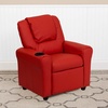 image:imageFlash Furniture Vana LeatherSoft Kids Recliner with Cup Holder Headrest and Safety Recline Contemporary Reclining Chair for Kids Supports up to 90 lbs BrownRed Vinyl