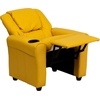 image:imageFlash Furniture Vana LeatherSoft Kids Recliner with Cup Holder Headrest and Safety Recline Contemporary Reclining Chair for Kids Supports up to 90 lbs BrownYellow Vinyl