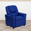 image:imageFlash Furniture Vana LeatherSoft Kids Recliner with Cup Holder Headrest and Safety Recline Contemporary Reclining Chair for Kids Supports up to 90 lbs BrownBlue Vinyl