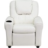 image:imageFlash Furniture Vana LeatherSoft Kids Recliner with Cup Holder Headrest and Safety Recline Contemporary Reclining Chair for Kids Supports up to 90 lbs BrownWhite Vinyl