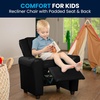 image:imageFlash Furniture Vana LeatherSoft Kids Recliner with Cup Holder Headrest and Safety Recline Contemporary Reclining Chair for Kids Supports up to 90 lbs BrownBlack Leathersoft