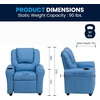 image:imageFlash Furniture Vana LeatherSoft Kids Recliner with Cup Holder Headrest and Safety Recline Contemporary Reclining Chair for Kids Supports up to 90 lbs BrownLight Blue Vinyl