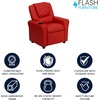 image:imageFlash Furniture Vana LeatherSoft Kids Recliner with Cup Holder Headrest and Safety Recline Contemporary Reclining Chair for Kids Supports up to 90 lbs BrownRed Vinyl