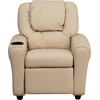 image:imageFlash Furniture Vana LeatherSoft Kids Recliner with Cup Holder Headrest and Safety Recline Contemporary Reclining Chair for Kids Supports up to 90 lbs BrownBeige Vinyl