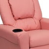 image:imageFlash Furniture Vana LeatherSoft Kids Recliner with Cup Holder Headrest and Safety Recline Contemporary Reclining Chair for Kids Supports up to 90 lbs BrownPink Vinyl