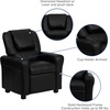image:imageFlash Furniture Vana LeatherSoft Kids Recliner with Cup Holder Headrest and Safety Recline Contemporary Reclining Chair for Kids Supports up to 90 lbs BrownBlack Leathersoft