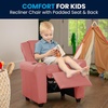 image:imageFlash Furniture Vana LeatherSoft Kids Recliner with Cup Holder Headrest and Safety Recline Contemporary Reclining Chair for Kids Supports up to 90 lbs BrownPink Vinyl