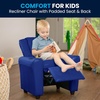 image:imageFlash Furniture Vana LeatherSoft Kids Recliner with Cup Holder Headrest and Safety Recline Contemporary Reclining Chair for Kids Supports up to 90 lbs BrownBlue Vinyl