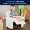 image:imageFlash Furniture Vana LeatherSoft Kids Recliner with Cup Holder Headrest and Safety Recline Contemporary Reclining Chair for Kids Supports up to 90 lbs BrownWhite Vinyl