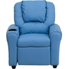 image:imageFlash Furniture Vana LeatherSoft Kids Recliner with Cup Holder Headrest and Safety Recline Contemporary Reclining Chair for Kids Supports up to 90 lbs BrownLight Blue Vinyl