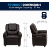 image:imageFlash Furniture Vana LeatherSoft Kids Recliner with Cup Holder Headrest and Safety Recline Contemporary Reclining Chair for Kids Supports up to 90 lbs BrownBrown Leathersoft