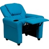 image:imageFlash Furniture Vana LeatherSoft Kids Recliner with Cup Holder Headrest and Safety Recline Contemporary Reclining Chair for Kids Supports up to 90 lbs BrownTurquoise Vinyl
