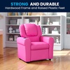 image:imageFlash Furniture Vana LeatherSoft Kids Recliner with Cup Holder Headrest and Safety Recline Contemporary Reclining Chair for Kids Supports up to 90 lbs BrownHot Pink Vinyl