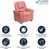 image:imageFlash Furniture Vana LeatherSoft Kids Recliner with Cup Holder Headrest and Safety Recline Contemporary Reclining Chair for Kids Supports up to 90 lbs BrownPink Vinyl