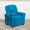 image:imageFlash Furniture Vana LeatherSoft Kids Recliner with Cup Holder Headrest and Safety Recline Contemporary Reclining Chair for Kids Supports up to 90 lbs BrownTurquoise Vinyl