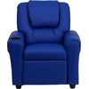 image:imageFlash Furniture Vana LeatherSoft Kids Recliner with Cup Holder Headrest and Safety Recline Contemporary Reclining Chair for Kids Supports up to 90 lbs BrownBlue Vinyl