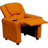 image:imageFlash Furniture Vana LeatherSoft Kids Recliner with Cup Holder Headrest and Safety Recline Contemporary Reclining Chair for Kids Supports up to 90 lbs BrownOrange Vinyl