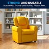 image:imageFlash Furniture Vana LeatherSoft Kids Recliner with Cup Holder Headrest and Safety Recline Contemporary Reclining Chair for Kids Supports up to 90 lbs BrownYellow Vinyl