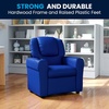 image:imageFlash Furniture Vana LeatherSoft Kids Recliner with Cup Holder Headrest and Safety Recline Contemporary Reclining Chair for Kids Supports up to 90 lbs BrownBlue Vinyl