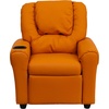 image:imageFlash Furniture Vana LeatherSoft Kids Recliner with Cup Holder Headrest and Safety Recline Contemporary Reclining Chair for Kids Supports up to 90 lbs BrownOrange Vinyl