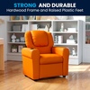 image:imageFlash Furniture Vana LeatherSoft Kids Recliner with Cup Holder Headrest and Safety Recline Contemporary Reclining Chair for Kids Supports up to 90 lbs BrownOrange Vinyl