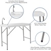 image:imageFlash Furniture Wesley 4 Portable Fish Cleaning Table with Sink Outdoor Portable Folding Camping Sink Table with Faucet and Hose Attachment White
