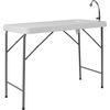 image:imageFlash Furniture Wesley 4 Portable Fish Cleaning Table with Sink Outdoor Portable Folding Camping Sink Table with Faucet and Hose Attachment White