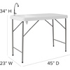 image:imageFlash Furniture Wesley 4 Portable Fish Cleaning Table with Sink Outdoor Portable Folding Camping Sink Table with Faucet and Hose Attachment White