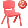 image:imageFlash Furniture Whitney 10 Pack Red Plastic Stackable School Chair with 105 Seat HeightRed
