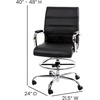 image:imageFlash Furniture Whitney MidBack Swivel LeatherSoft Drafting Chair with Padded Seat Armrests and Foot Ring Adjustable Office Chair WhiteChromeBlack