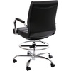 image:imageFlash Furniture Whitney MidBack Swivel LeatherSoft Drafting Chair with Padded Seat Armrests and Foot Ring Adjustable Office Chair WhiteChromeBlack