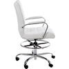 image:imageFlash Furniture Whitney MidBack Swivel LeatherSoft Drafting Chair with Padded Seat Armrests and Foot Ring Adjustable Office Chair WhiteChromeWhite