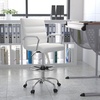 image:imageFlash Furniture Whitney MidBack Swivel LeatherSoft Drafting Chair with Padded Seat Armrests and Foot Ring Adjustable Office Chair WhiteChromeWhite
