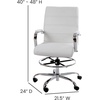 image:imageFlash Furniture Whitney MidBack Swivel LeatherSoft Drafting Chair with Padded Seat Armrests and Foot Ring Adjustable Office Chair WhiteChromeWhite