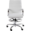image:imageFlash Furniture Whitney MidBack Swivel LeatherSoft Drafting Chair with Padded Seat Armrests and Foot Ring Adjustable Office Chair WhiteChromeWhite